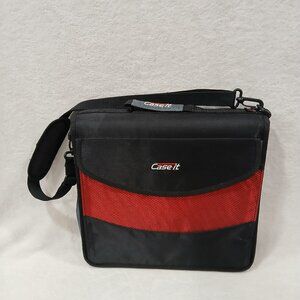 Case-it Dual 2-in-1 Zipper Binder 1.5" D-Rings Handle Shoulder Strap Red & Black